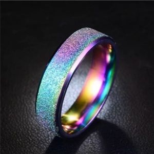 LGBTQ 🏳️🌈 Frosted Rainbow Stainless Steel Band Ring